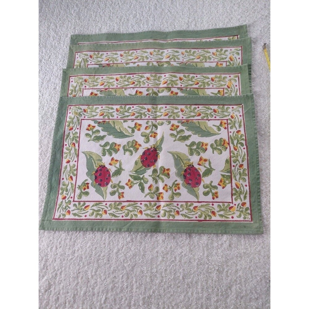 4 Pomegranate "Lexington " 100% Cotton Ladybug Print Placemats 13" x 19"